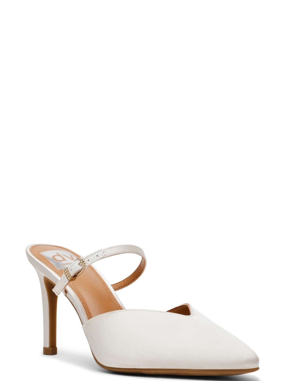 DV by Dolce Vita White Pointed Slingback Pump with Gold Buckle